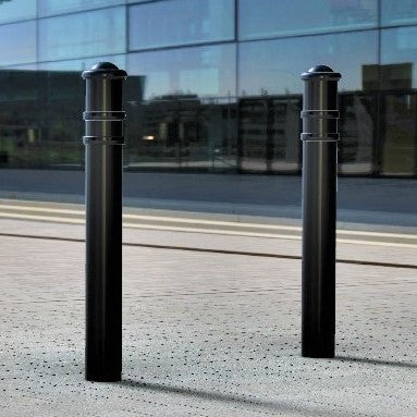 GFC1700 Ornamental Steel Bollard 1000mm, Galvanized & Coated, Mild Steel, Decorative, Concrete In, 114mm Diameter, Durable, Customizable Hooks & Chains