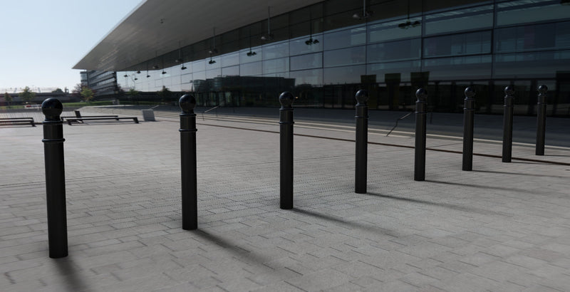 GFC5000 Ornamental Steel Bollard 1000mm, Galvanised, Decorative, Mild Steel, Concrete-In, Eyelet Hooks, Rings, Durable for Driveways & Public Areas