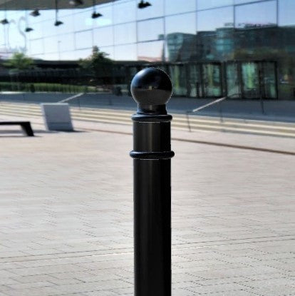 GFC5000 Ornamental Steel Bollard 1000mm, Galvanised, Decorative, Mild Steel, Concrete-In, Eyelet Hooks, Rings, Durable for Driveways & Public Areas