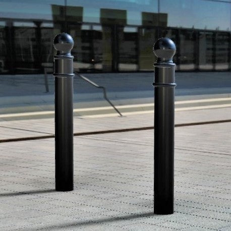 GFC5000 Ornamental Steel Bollard 1000mm, Galvanised, Decorative, Mild Steel, Concrete-In, Eyelet Hooks, Rings, Durable for Driveways & Public Areas