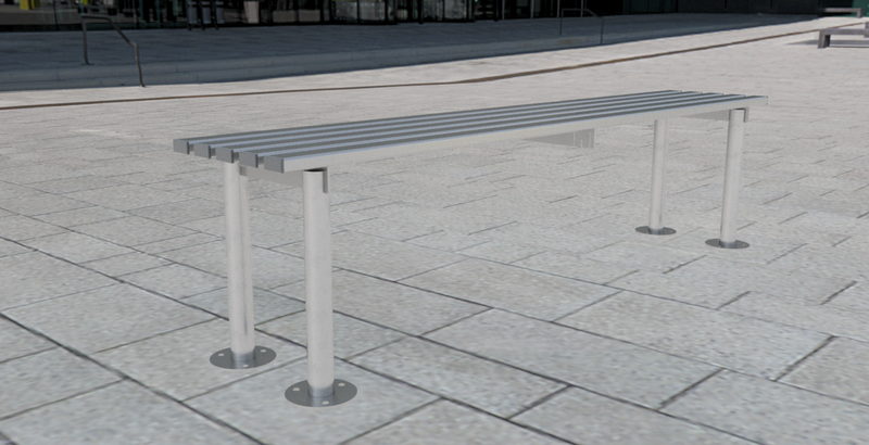 Haddon Bench 1800mm Long - Galvanised Steel, Concrete In or Bolt Down, Powder Coated Option, Durable for Parks, Schools & Public Spaces