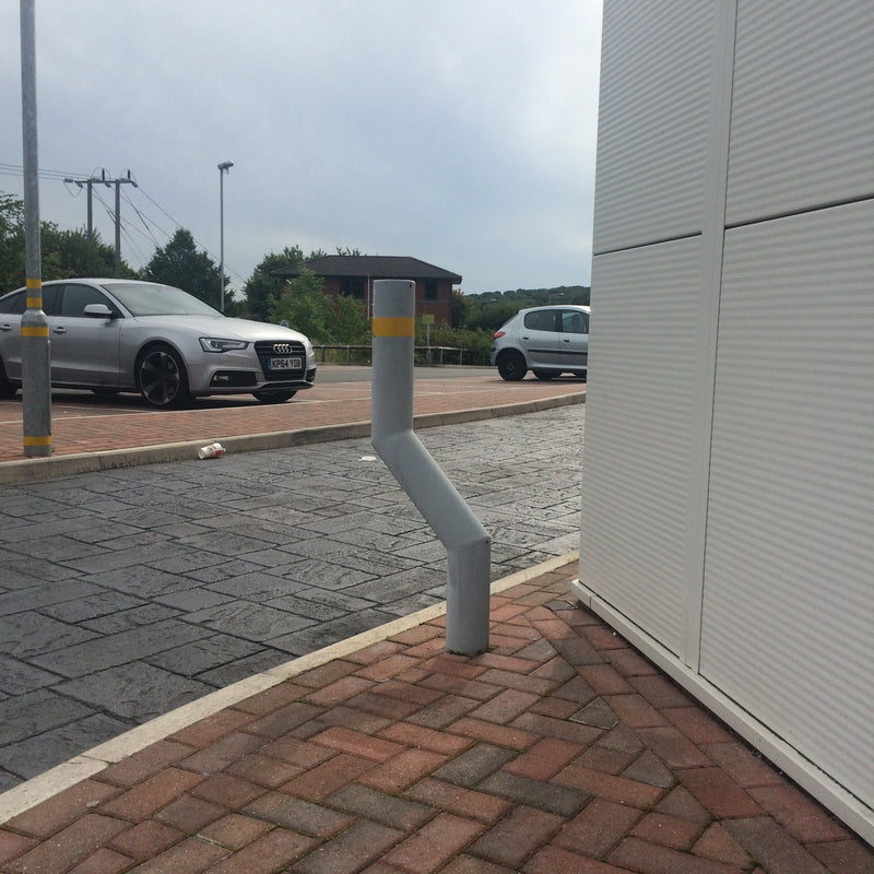 1100mm Cranked Bollard - Galvanised Steel or Stainless Steel, Traffic Calming, Pedestrian Protection, Removable, 2mm/3mm Thickness, Concrete In for Drive-Thru