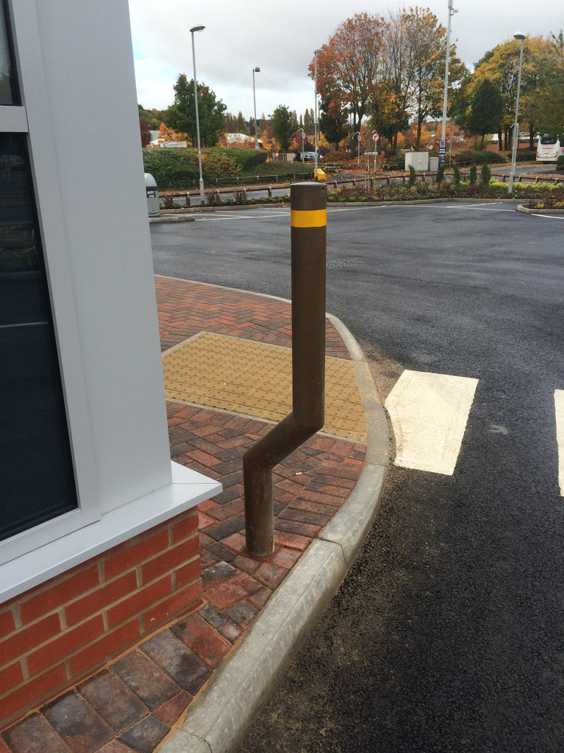 1100mm Cranked Bollard - Galvanised Steel or Stainless Steel, Traffic Calming, Pedestrian Protection, Removable, 2mm/3mm Thickness, Concrete In for Drive-Thru