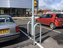Galvanised Steel Lamp Post Protector with Shield for Car Parks, EV Charging Points & Furniture, Heavy Duty, RAL Color Options, Flange or Extended Legs