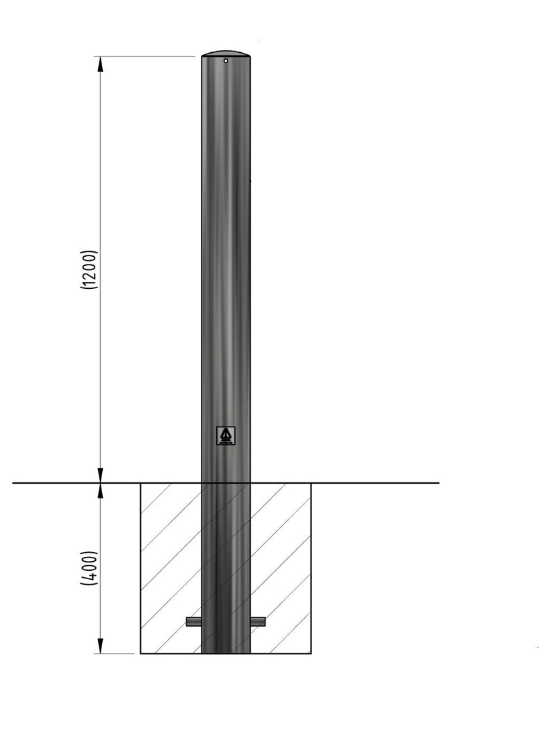 Dim Gray Plain Round Bollard 1200mm Above Ground