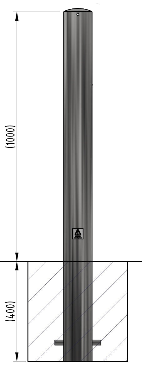 Stainless Steel Plain Round Bollard 1000mm Above Ground, 48mm-204mm, Traffic & Parking Control, Flanged or Removable, Grade 304/316, 2mm Wall Thickness