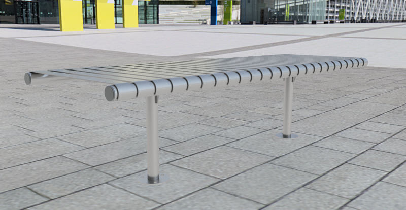 Rockingham 1750mm Bench, Galvanized Steel, Concrete or Bolt Down, Outdoor Seating for Schools & Public Areas, Stainless Steel & Colour Coated Options Available