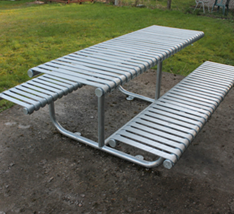 Rockingham Picnic Table 1750mm, Galvanised Steel, Bolt Down, Bench & Seat, Stainless Steel or Colour Coated, Outdoor Furniture for Public Spaces