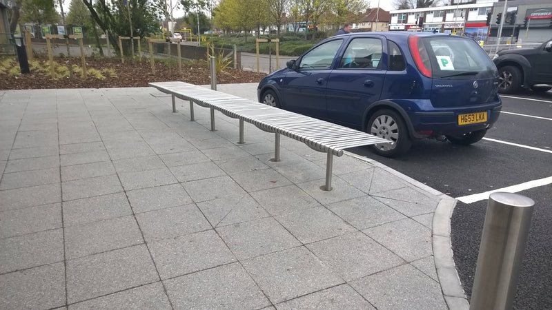 Rockingham 1750mm Bench, Galvanized Steel, Concrete or Bolt Down, Outdoor Seating for Schools & Public Areas, Stainless Steel & Colour Coated Options Available