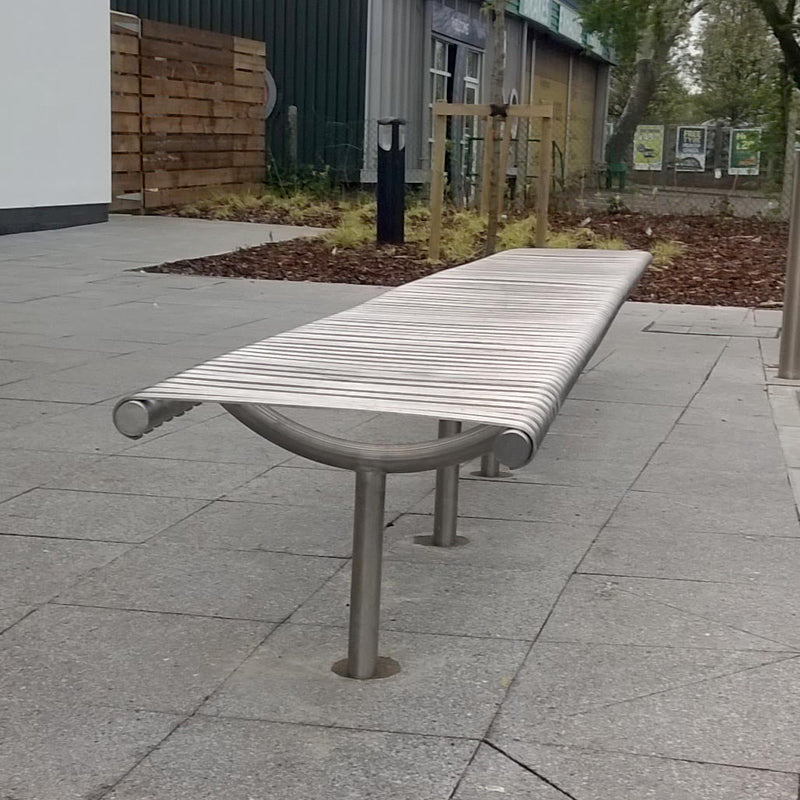 Rockingham 1750mm Bench, Galvanized Steel, Concrete or Bolt Down, Outdoor Seating for Schools & Public Areas, Stainless Steel & Colour Coated Options Available