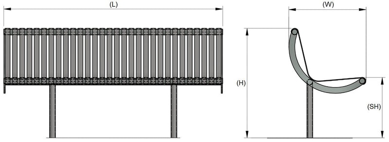 1750mm Rockingham Galvanized Steel Bench, Seat & Picnic Table - Durable, Weather-Resistant, Available in Stainless Steel & Colour Coated Finishes