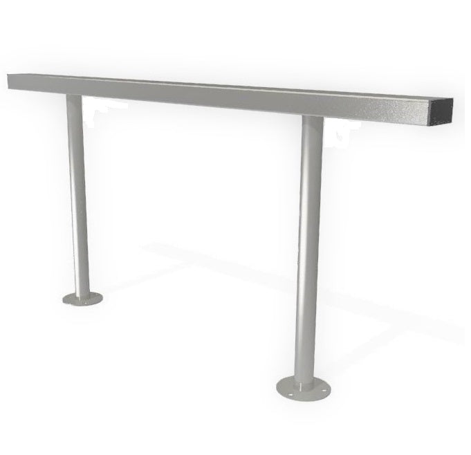 1500mm Galvanised Steel Perch Bench for Pedestrian Zones, Marketplaces & Bus Stops, All-Steel Construction, Bolt-Down, Plastic End Caps, Urban Seating