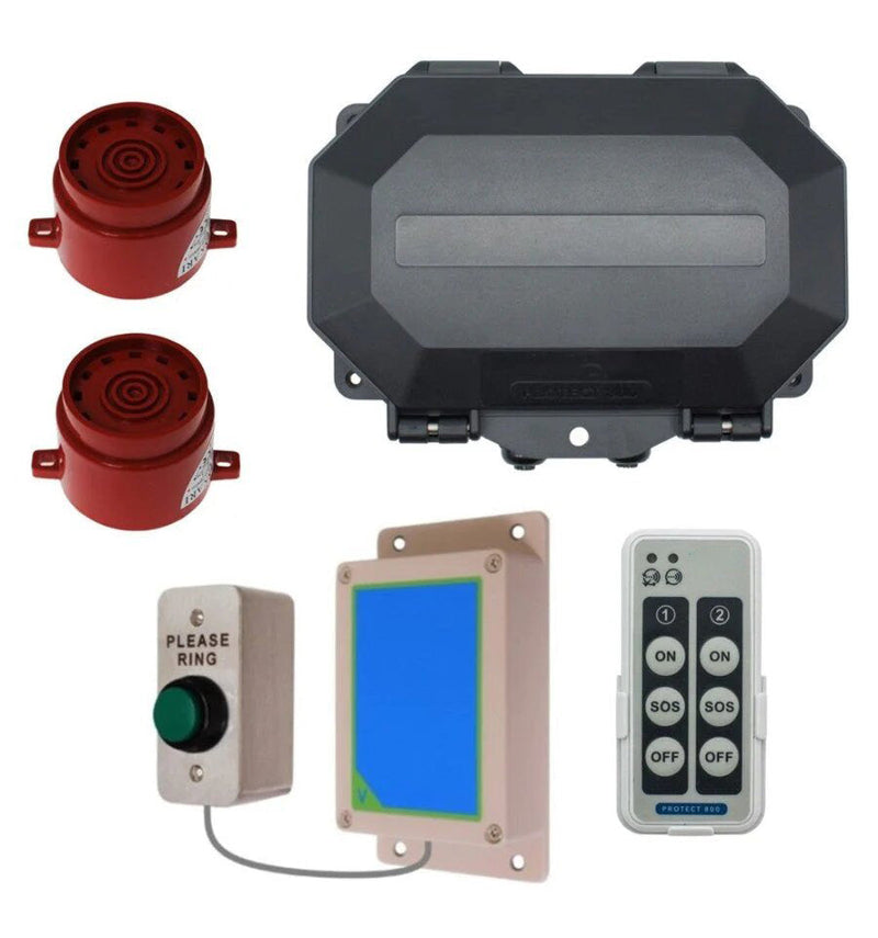 Wireless Commercial Siren Kit Included Heavy Duty Push Button & 2 x Adjustable Sirens