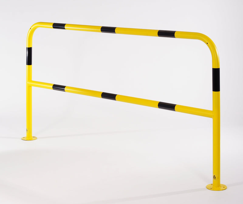 Hooped Perimeter Barrier 48mm Dia Black & Yellow - Galvanized Steel, High Visibility, Warehouse Safety, 500mm/1000mm Height, 1-2m Width, Reflective Bands