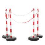 Red/White Chain Post Kit: 6 Posts, 10m Chain, 10 Hooks, - Fillable Base