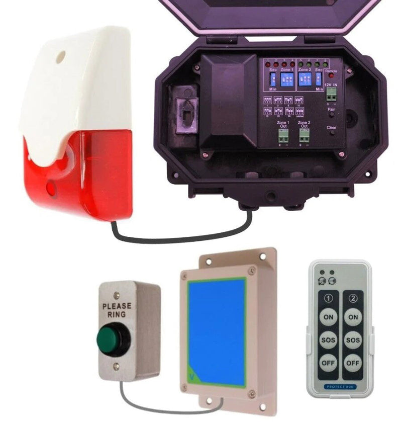 Wireless Commercial Doorbell Included Heavy Duty Push Button - Siren & Flashing Strobe With Adjustable Duration Options