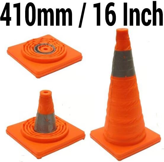 410mm Collapsible Safety Cone with Reflective Band & Solid Base – High Visibility Traffic Cone for Construction, Road Safety, Emergency Use – Compact