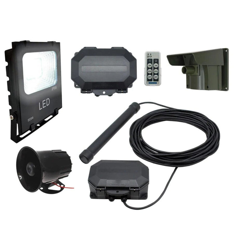 Security Floodlight & Siren Driveway Alarm With Outdoor Receiver, PIR & Vehicle Sensing Probe