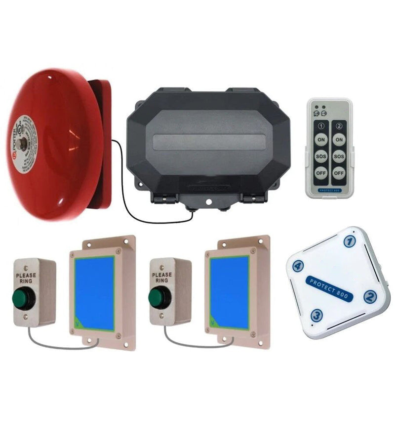 Twin Door Bell Wireless Commercial Bell Kit Included Loud Bell (Adjustable Duration) & Indoor Chime Receiver