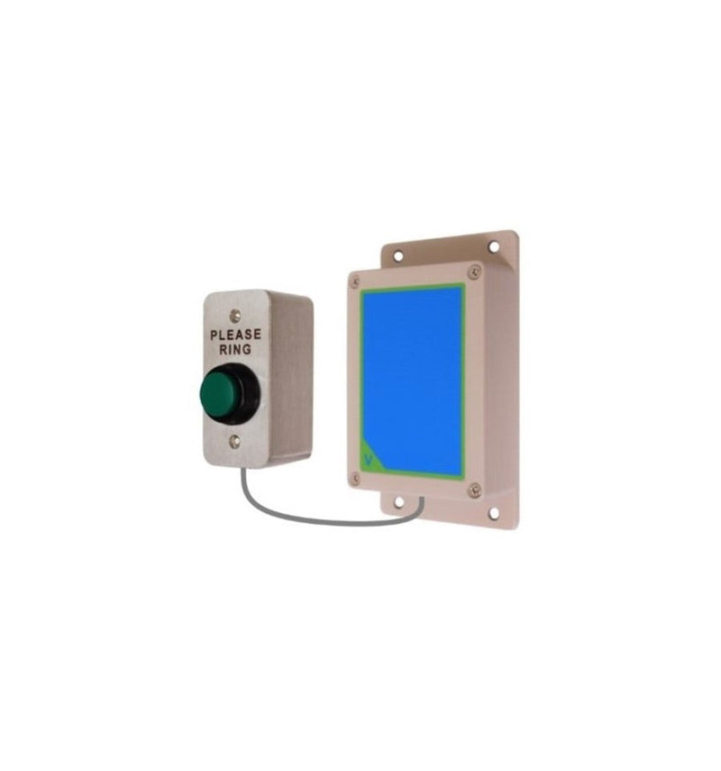 Wireless Commercial Bell Kit inc H/Duty Push Button & Loud Bell (adjustable duration) & Additional Chime Receiver