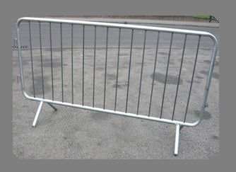 2.3m Long TempPed Pedestrian Barrier – Steel Crowd Control, Galvanized, Indoor/Outdoor Use, Safety Feet, Connects with Pins, Event & Site Barrier