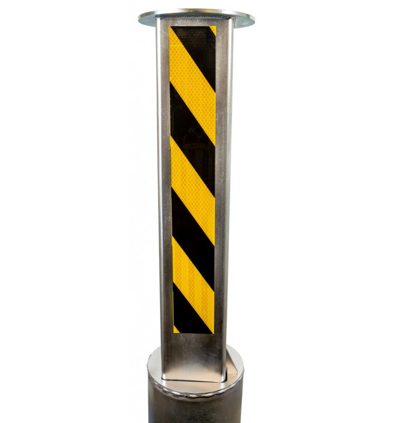 100mm Telescopic Security & Parking Post, Retractable Anti-Ram Raid Bollard with Padlock, Reflective Traffic Strip, Heavy Duty Steel, Rust Protection, Easy to Use